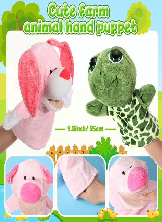 RoundFunny 4 Pcs Hand Puppet Animal with Working Mouth 9.8 Inch Animal Puppet Soft Plush Toy for Storytelling Theater Preschool Birthday Gifts (Turtle, Rabbit, Pig, Dog) - Image 2